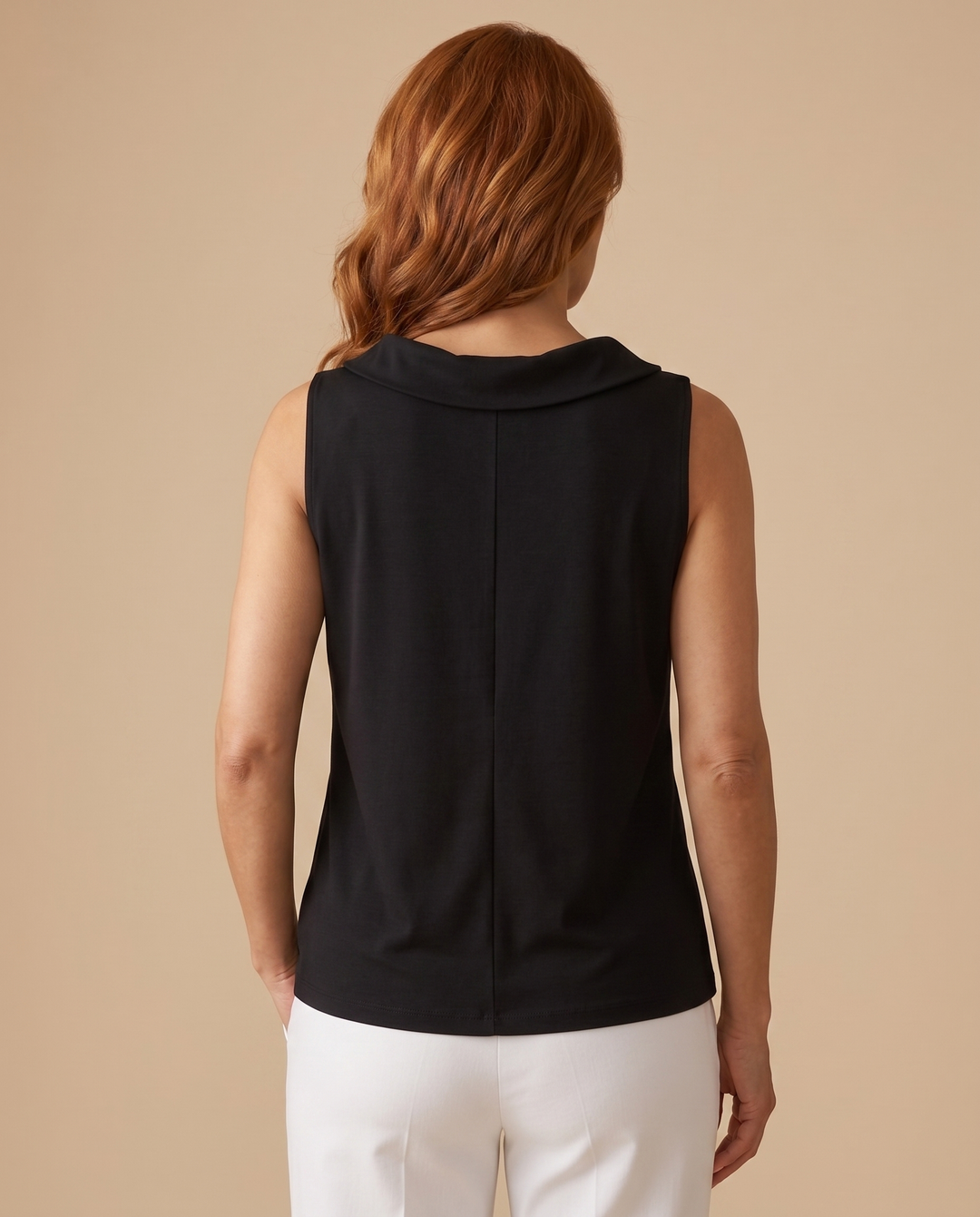 black roll collar top back