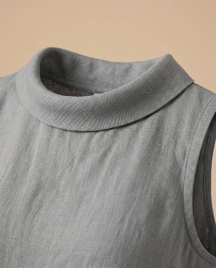 roll collar and linen detail