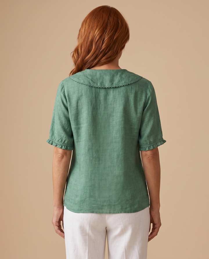 green sailor collar blouse back
