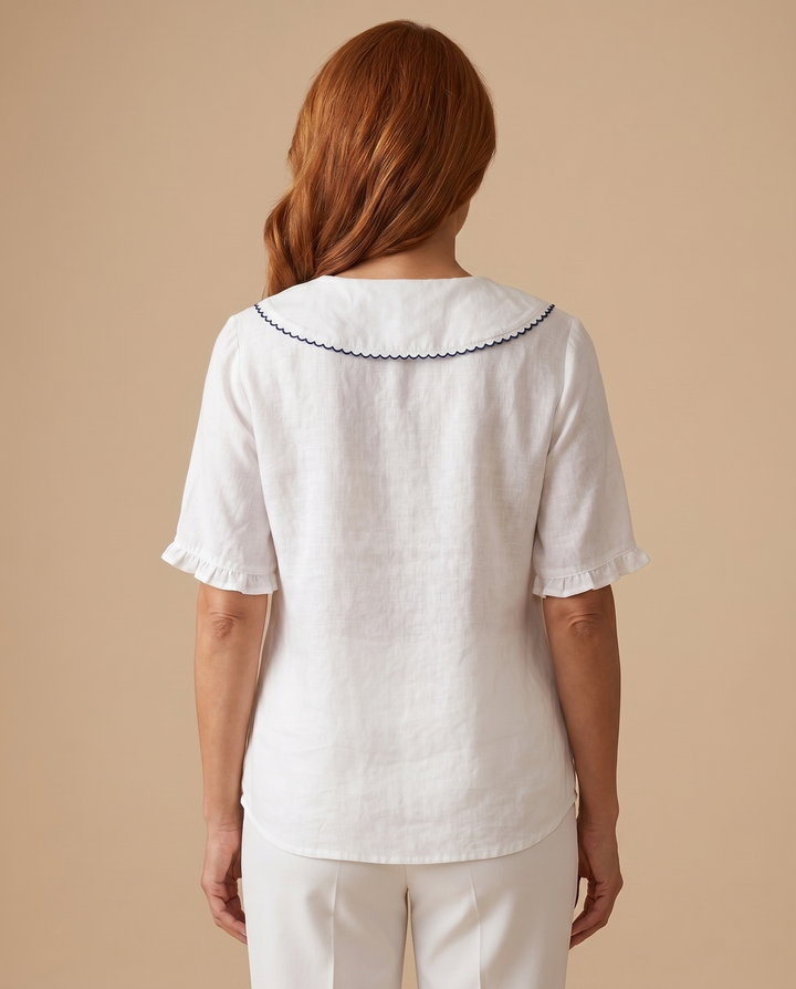 white sailor collar blouse back