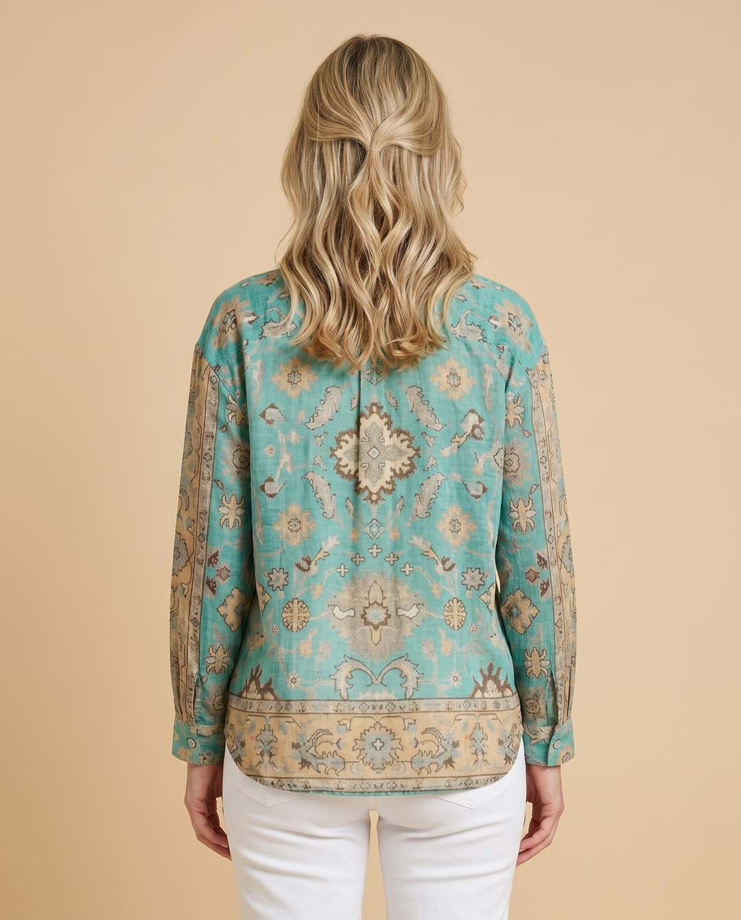 turquoise bohemian blouse back